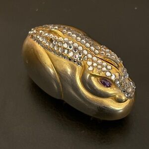 Vintage Goldtone Judith Leiber Bunny Rabbit Pillbox.